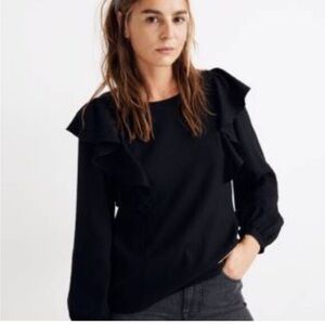 MADEWELL Ruffle Front Top Black Size XS